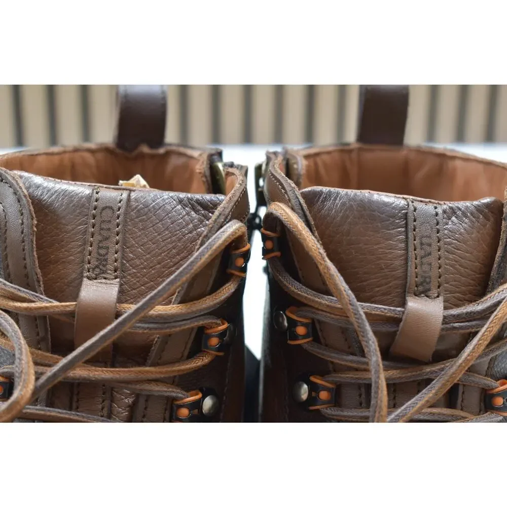 Cuadra Men's Honey Italian Deer Zip Lace Up Leather Boot CU945 US Size 8.5 EE